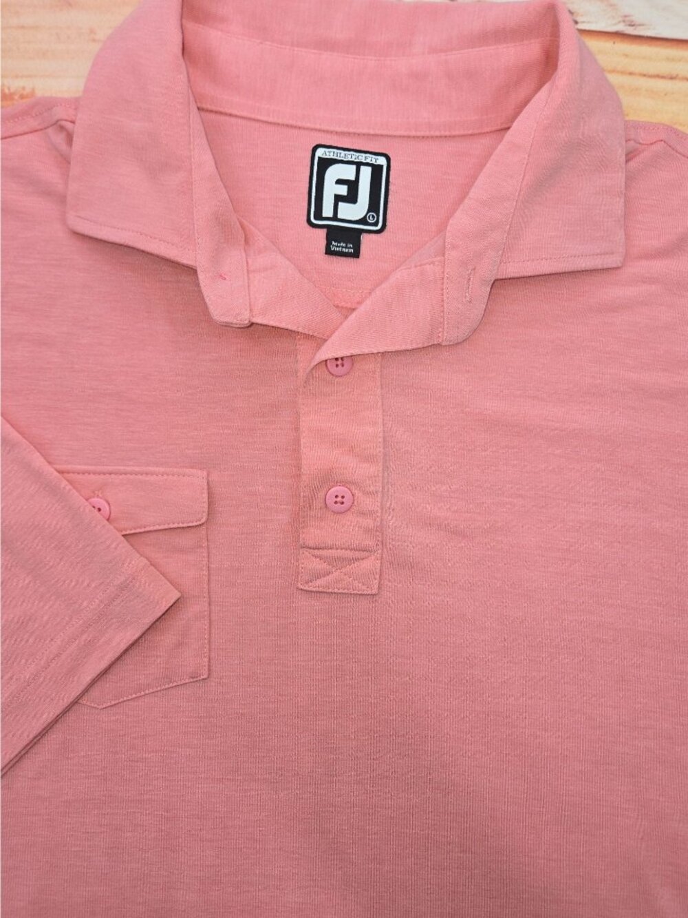 Footjoy Mens Pink Pocket Athletic Fit Polo Large